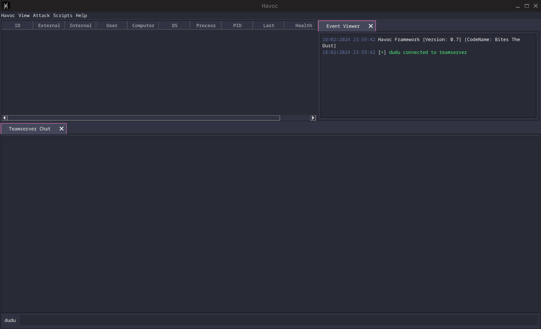 figure 5: Havoc Client User Interface